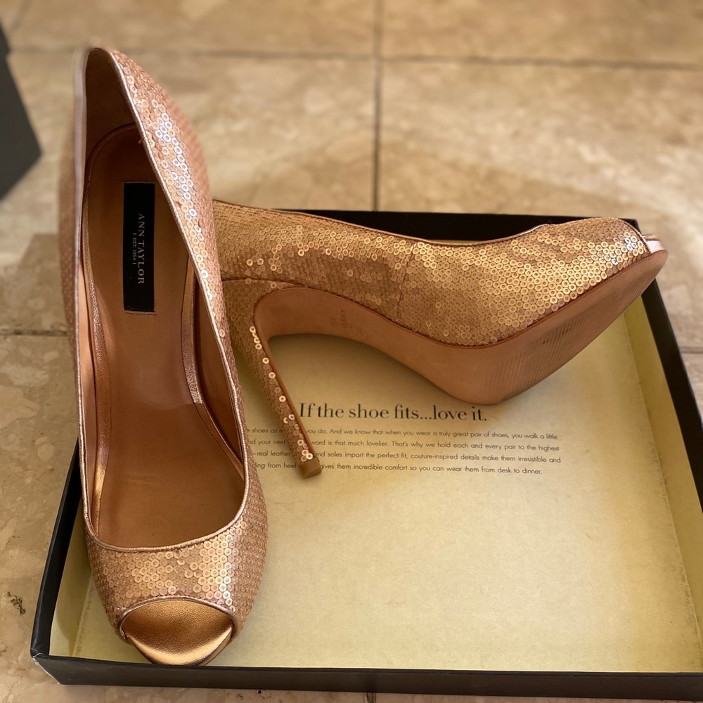 Ann Taylor Sequin Peeptoe Shoe